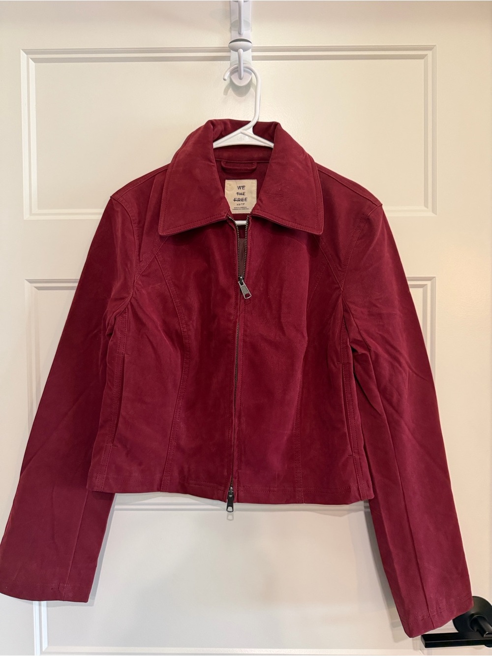 We The Free Deep Wine Suede Zip-Up Jacket